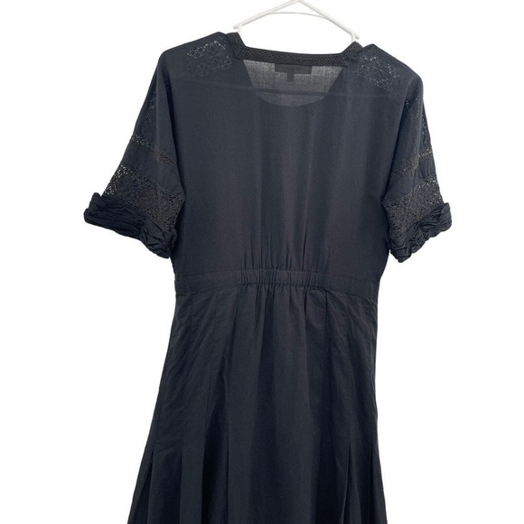 LOVESHACKFANCY Size S Black Edie Cotton Lace Fit & Flare Midi Dress - Picture 11 of 16